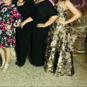 Aiden Mattox strapless tiered a-line jacquard gown